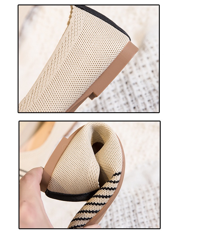 Knitted Pointed Flat Bottomed Daily All Match Women'S Loafers Lady Shoes Women Flats Shoes