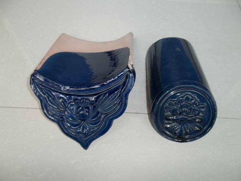 Asian style blue glazed Chinese entrance tiles for archway roof