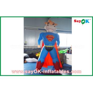China Blue / Red Inflatable Superman Cow Customized Animal Character Inflatable Model wholesale