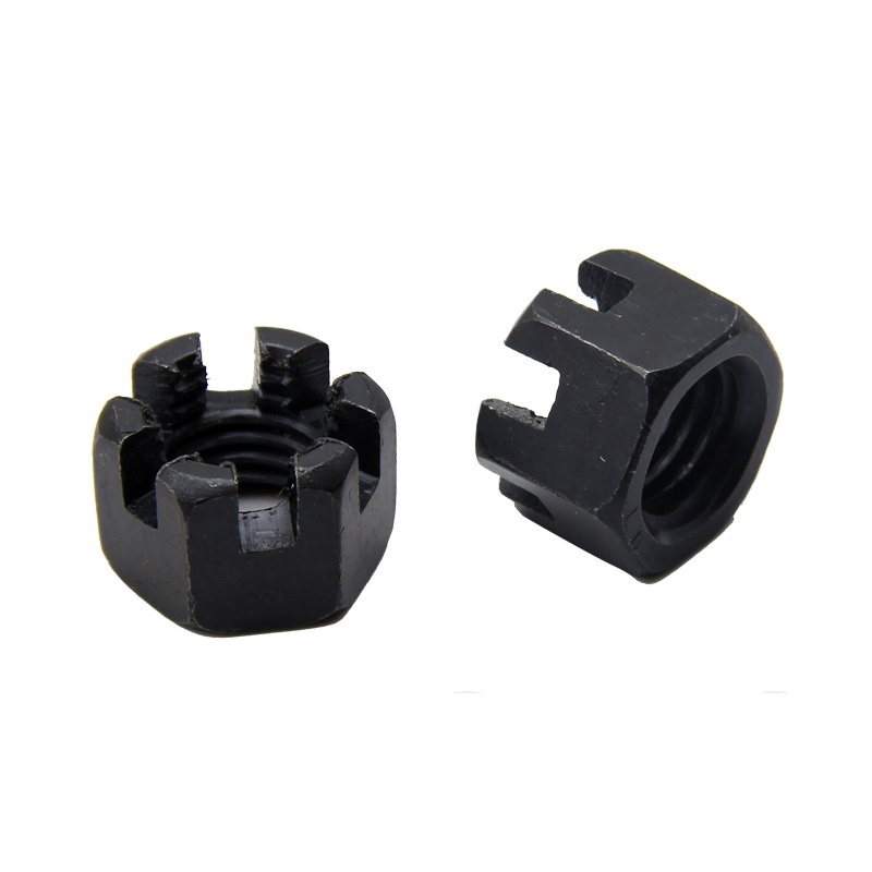 Precision Nonstandard Parts OEM Service Fine Toothed Slotted Nut Black Finish