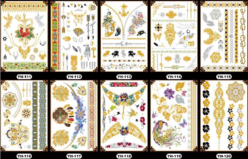 Gold Metallic Matte Lamination Body Tattoo Sticker
