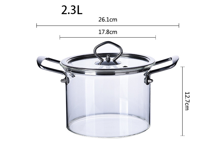 Clear Double Ear Borosilicate Pyrex Glass Cooking Pots