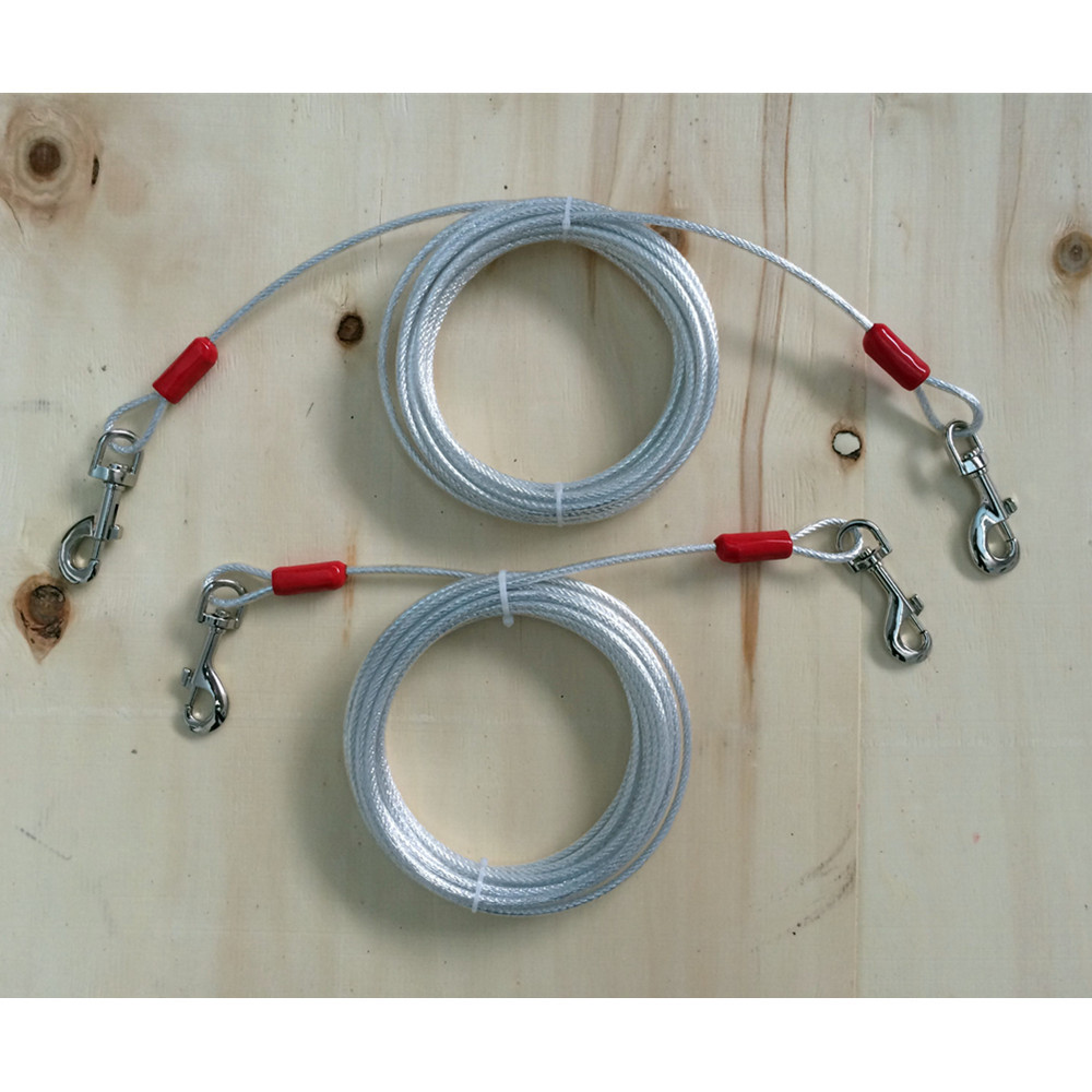 Reflective 20 Foot Heavy Duty Dog Tie Out Cable with Easy Installation for Dogs up to 100 Pounds