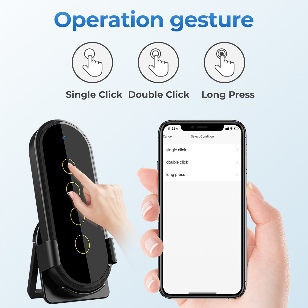 Tuya ZigBee 4 Gang Smart Scene Switch 12 Custom Scenes, Touch Control, Remote Operation, Smart Life App Compatible