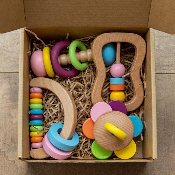 Quality Rattle Soother 7.2cm Wooden Musical Toys Childrens Wooden Instruments for sale
