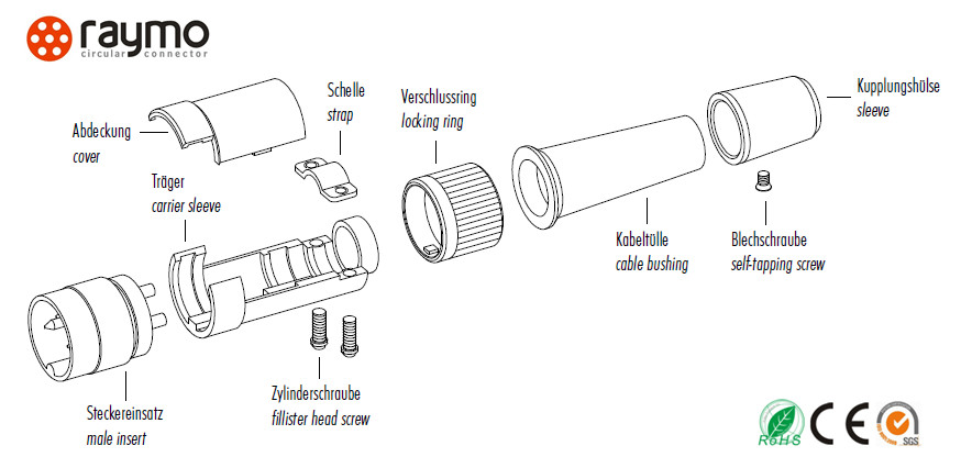 M16 678 Series IP40 Threaded Electrical Connector , Male Cable Connector Black Shell