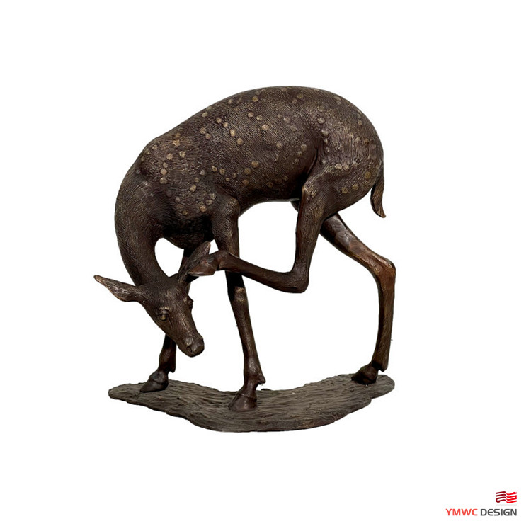 Custom Printing Life-Size Bronze Sika Deer Sculpture for Large Metal Animal Statues