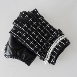 China Fashion Women Black Leather Half Finger Gloves on sale