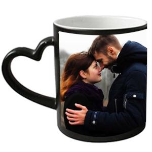 China 11oz Heart Sublimation Coated Ceramic Magic Mugs Semi-Glossy Color Change wholesale