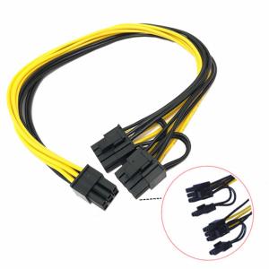 China Pcie 6pin Male To Dual 8pin Male Gpu Power Cable Splitter 18awg 100MM 20CM wholesale