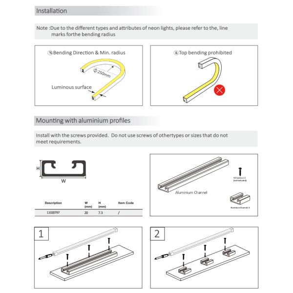 10x20mm IP67 Neon Flexible Strip Light Double Sided Emitting LED Strip