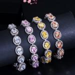 Luxury Bridal Bracelet Bangle Wedding Gift Big Cubic Zircon Vintage Baguette