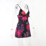 OEM maufactory European and American polyrster sleeveless short skirt sexy V