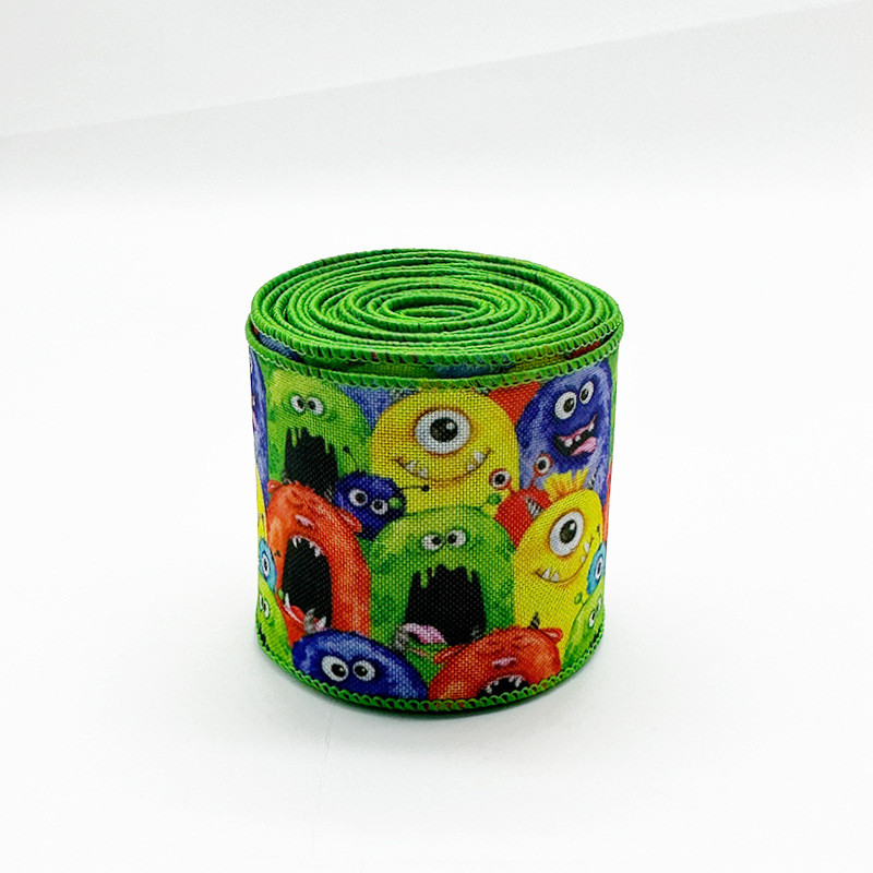 Cute Cartoon Halloween Wired Ribbon 63mm Festival Halloween Grosgrain Ribbon