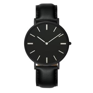 China Waterproof Mens Stainless Steel Watches Leather Band With Mineral Crystal wholesale