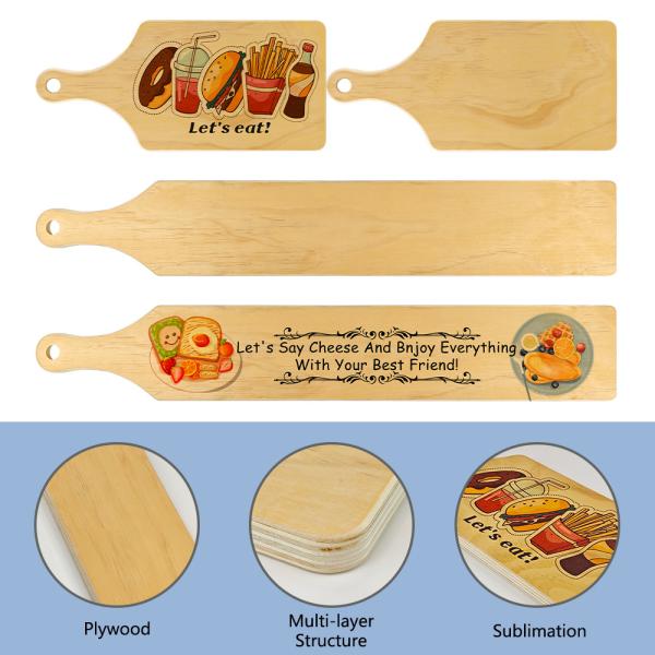 Custom Wooden Narrow Rectangle Long Serving Tray Bread Sushi Food Blank Sublimation Cheese Board