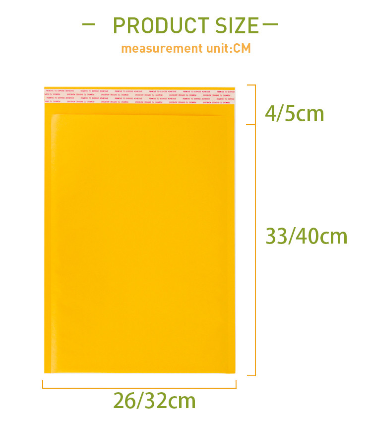 Yellow Kraft Paper Bubble Bag 155g Co-Extruded Bubble Shockproof Protection Product Transportation Safety