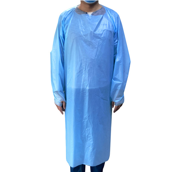 Non Toxic Disposable CPE Gown Fluid Resistant With Elastic Cuffs