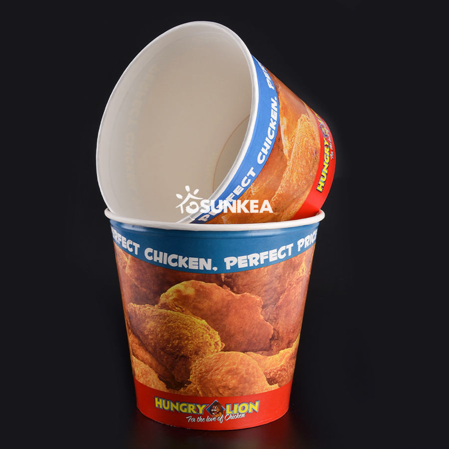 32-170oz Custom Logo Round Fried Chicken Paper Bucket Fast Food Packaging Box