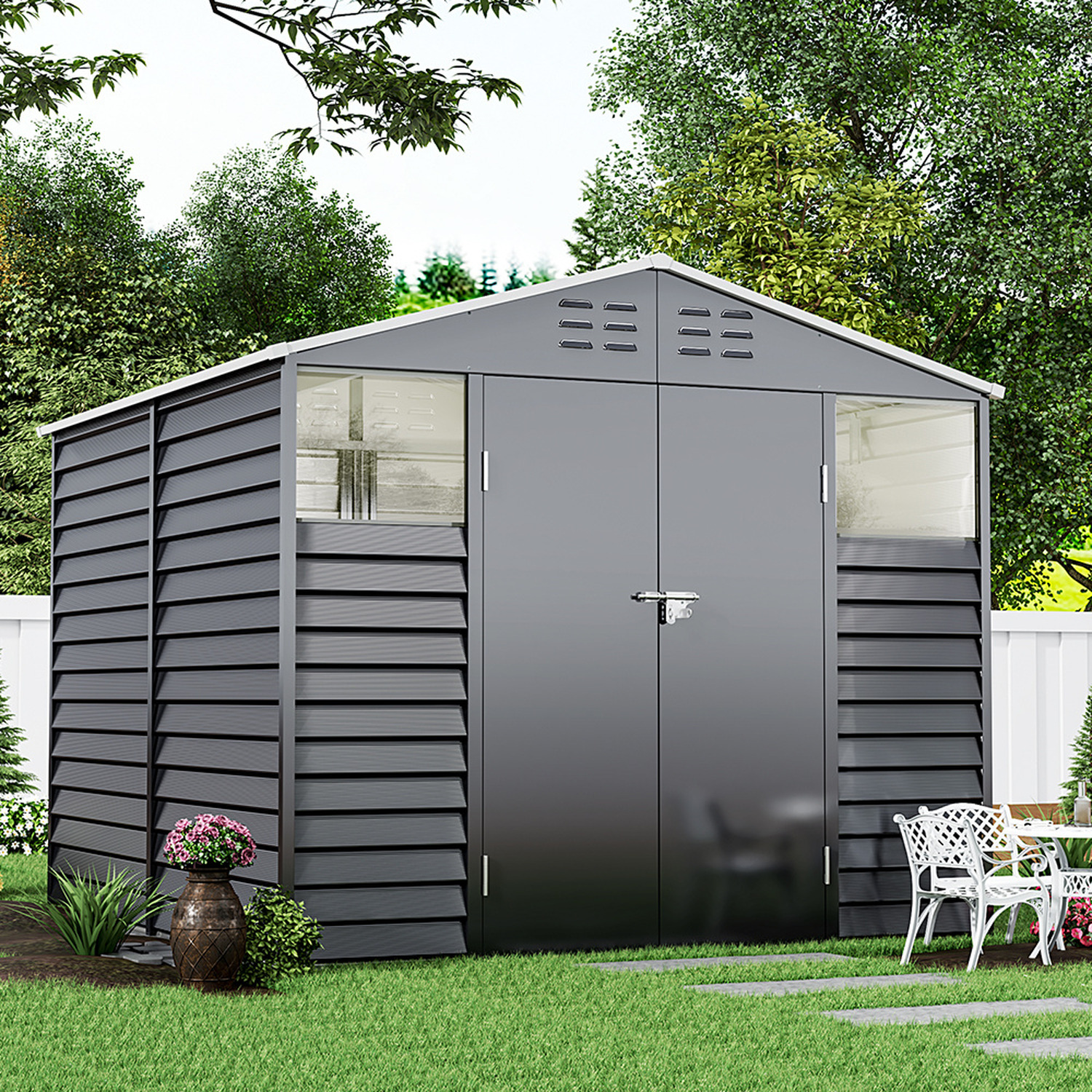 43kg AJUNION Metal Garden House Storage Building Shed Waterproof and Durable Solution