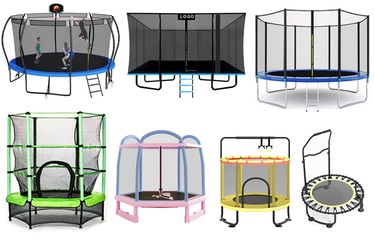 Outdoor Garden Kids Children Fitness Jumping Bed Round Trampoline With Basketball Goal Safety Net