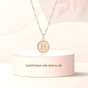 18K Gold ‘B’ Pendant Necklace
