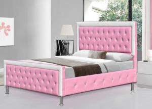 China SF883 Pink Children Upholstered Bed Frame Faux Leather Double Size wholesale