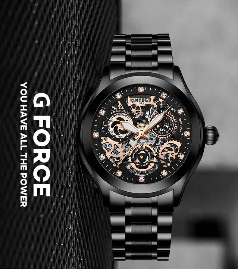 KINYUED good quality tourbillon movement watches men luxury brand automatic mechanical mens watch