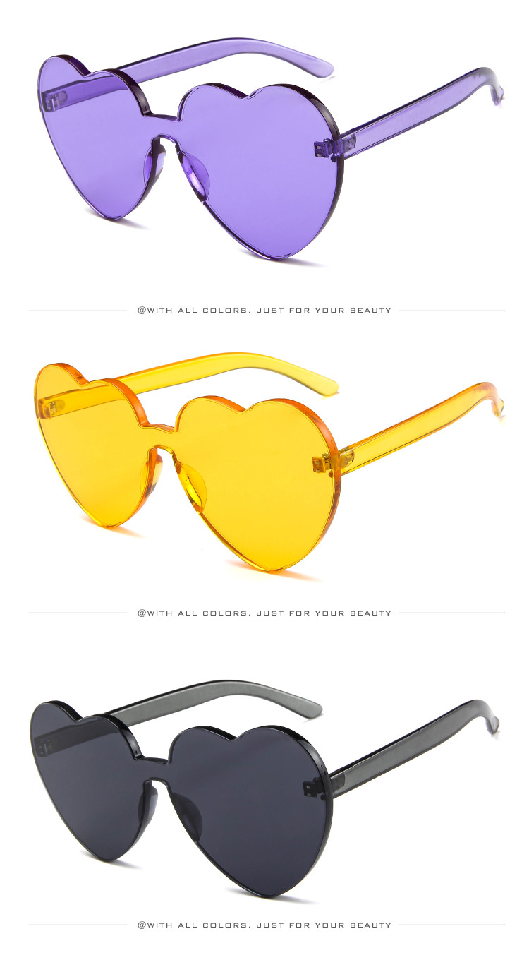 BSCI Love Heart Shaped Sunglasses Clear Jelly Color For Women Lady