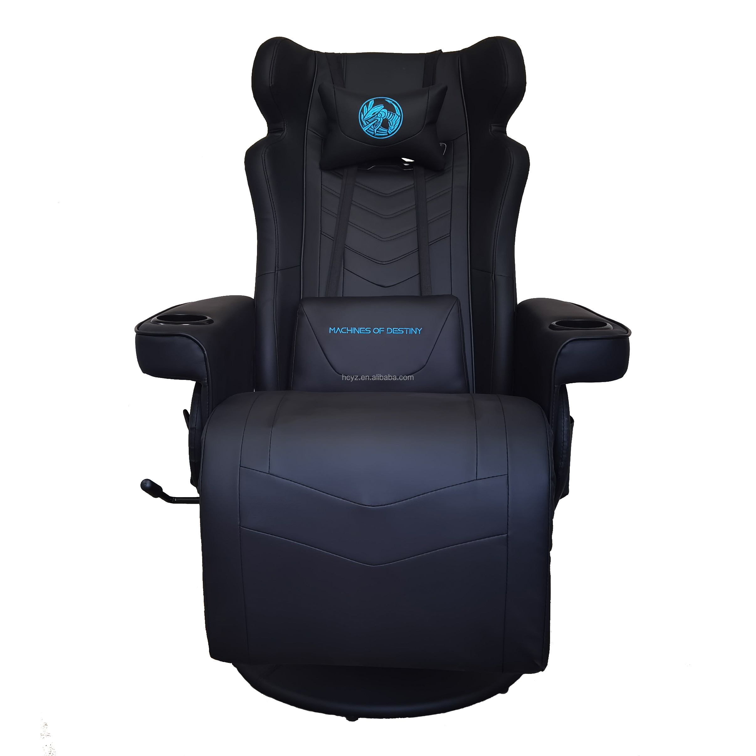 Gaming Room Must-Have All Black Luxury Gaming Chair with Cup Holder and Bluetooth Speakers