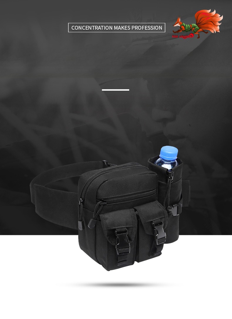 Outdoor Camping Multicolor Waist Backpack with Belt and Pattern Type Water Bottle Bag
