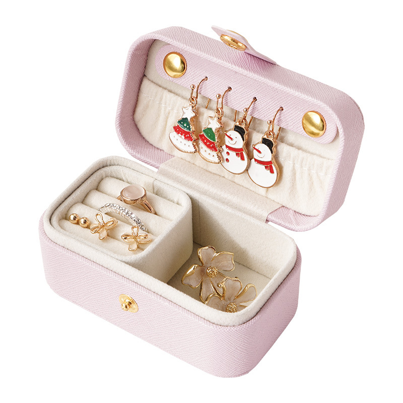 PU Leather Jewelry Storage Box Organizer For Rings Earrings And Lipstick In Place