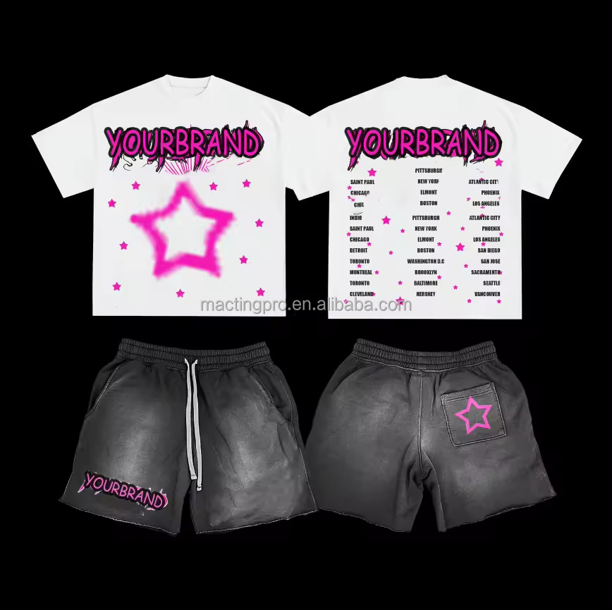 Custom Men's Vintage Washed Graphic Tank Top and Sweat Shorts Set with Digital Print