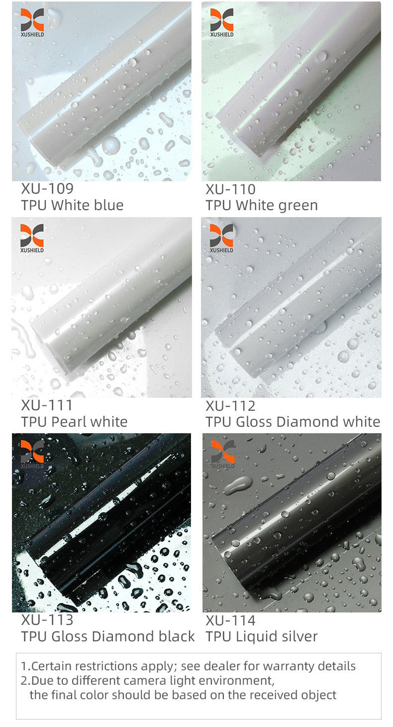 TPU White green 1.52m*15m green orange grey heat self-healing tpu PPF color change ppf auto anti scratch car paint surface protection film
