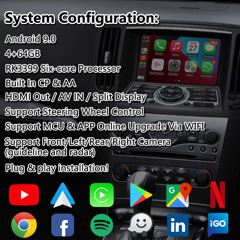 Lsailt Android Carplay Interface for Nissan Skyline 370GT V36 Type SP 2010-2014