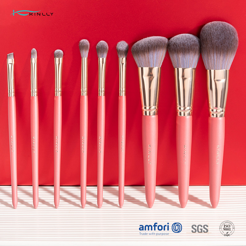 10pcs Synthetic Hair Wooden Handle Makeup Brushes