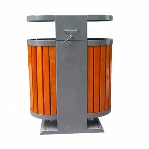 China 2 Compartment Wooden Garbage And Recycling Bin Sustainable Rectangular Shape wholesale