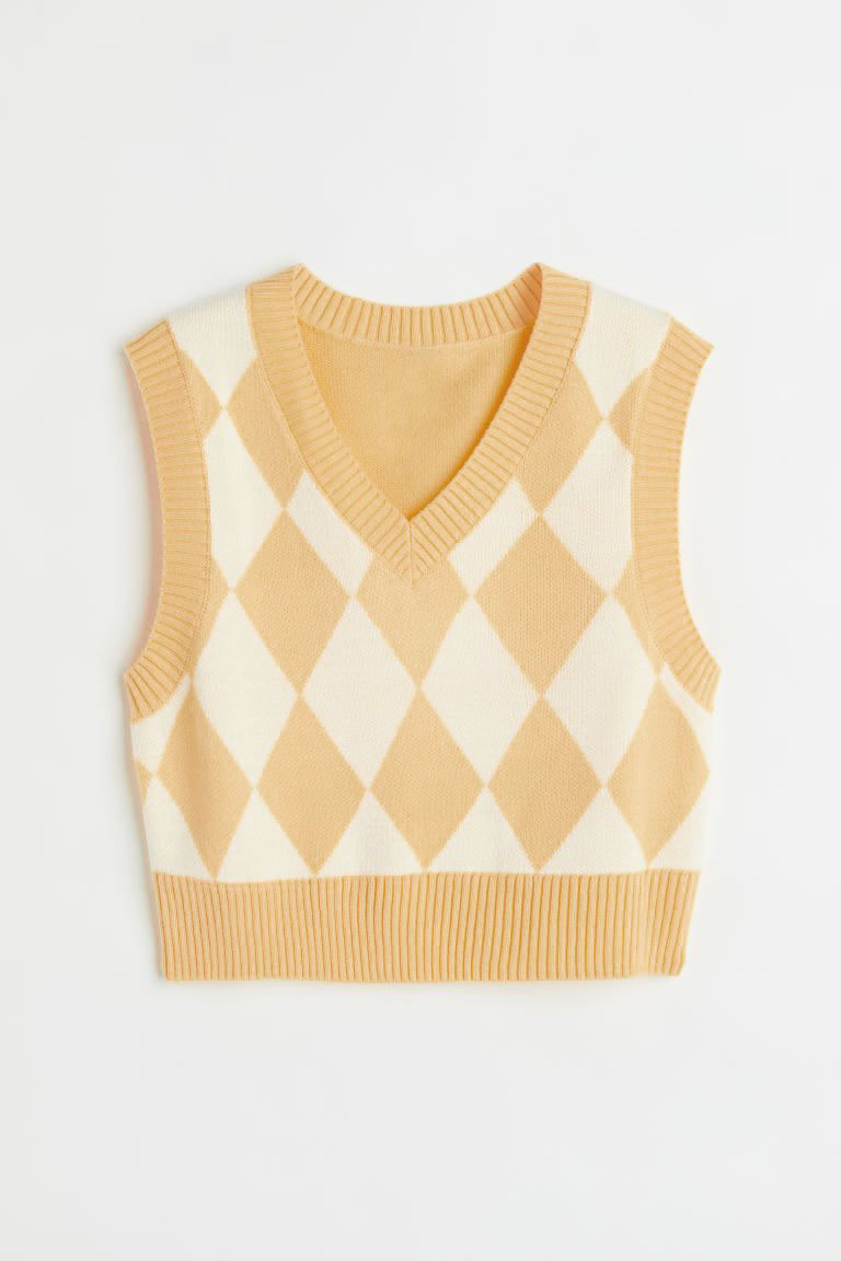 Unisex Kids Oversized Cotton Knitted Pullover Jacquard Sweater Vest Sleeveless Knit Waistcoat