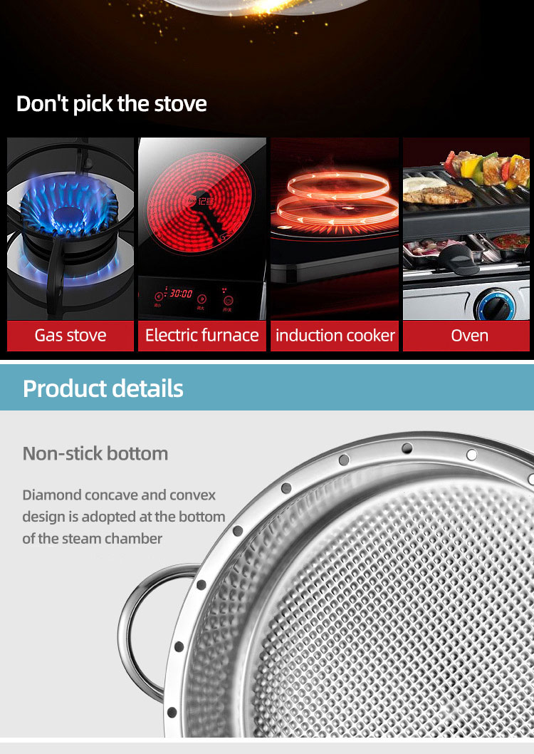 Commercial Cookware Multilayer Stainless Steel Steamer Pot Large Capacity Cooking Pot With SS Lid