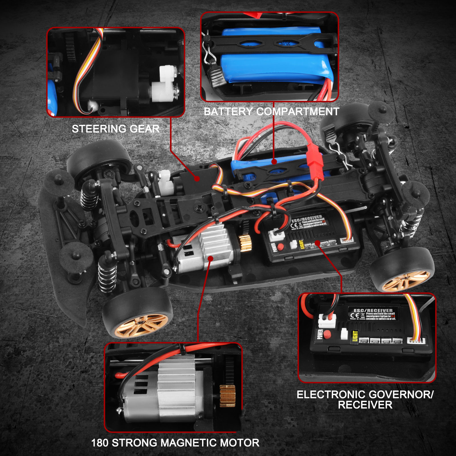 1/18 Four-Wheel Drive Plastic Remote Control Car 2.4G for Children RC Racing Electric Toy