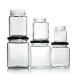 Square Glass Food Jar Empty Storage Glass Jar With Metal Lid