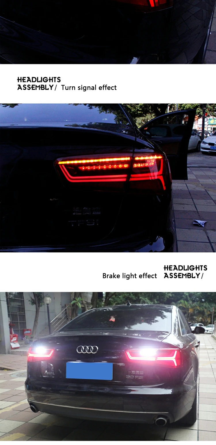 12-15 For Audi A6L LED Taillight Assemblies C7 Modified 18 Audi C7PA Rear Tail Light Flow Steering Turn Brakes Car Lamp