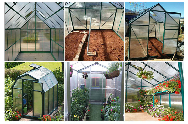 400x300x243CM Big Polycarbonate Board Greenhouse， Easily to install without special tools，Light and fast