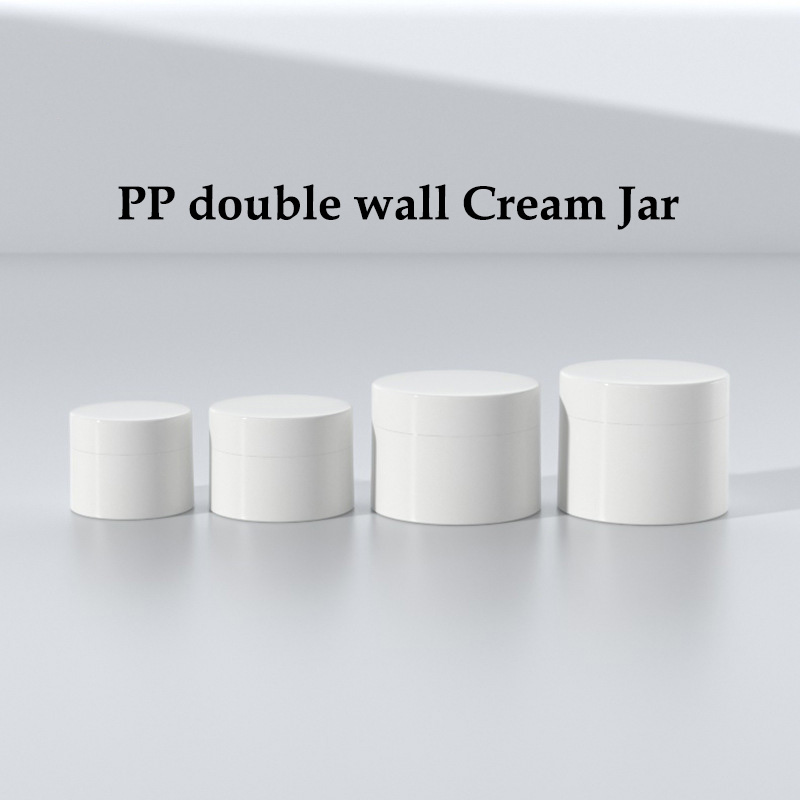 PP Double Wall Round Jar for Face Cream Sample 3g5g10g15g30g Black White Blue Pink Matte Custom Empty Plastic Nail Gel Jar