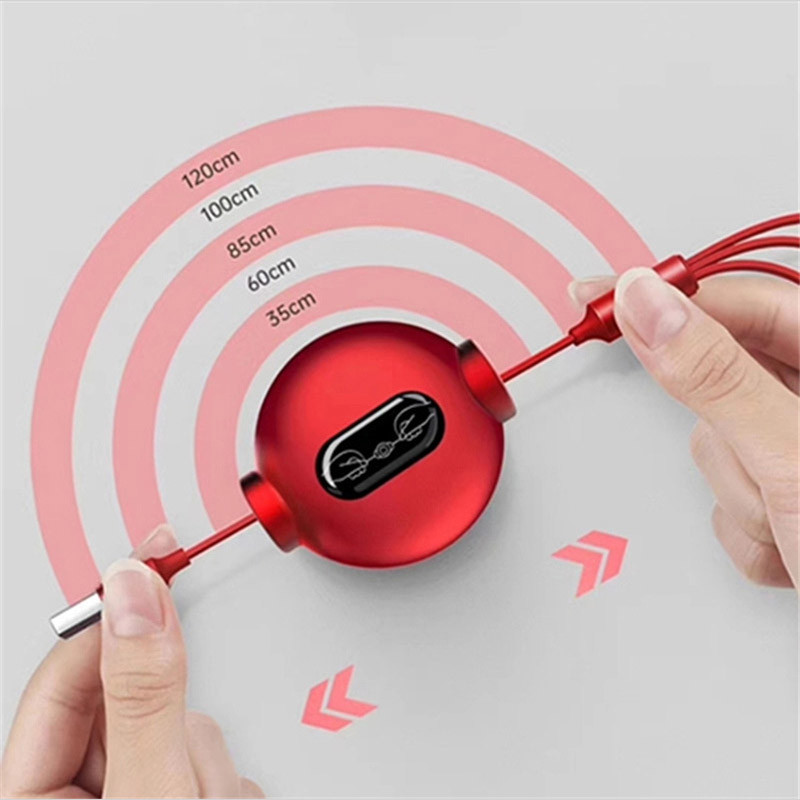 3A Max Current 1.2m Retractable USB Extension Cable 3 In 1 Multi Port