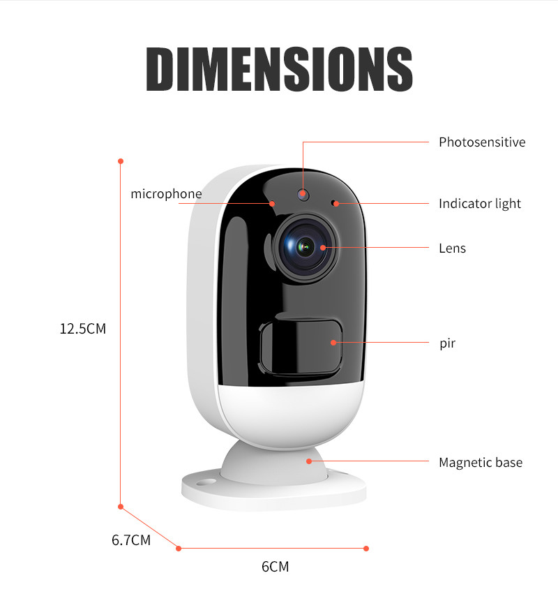 Glomarket Tuya Smart Life App Supported Home Low Power 3MP Battery WIFI Camera Built-In Microphone And Speaker