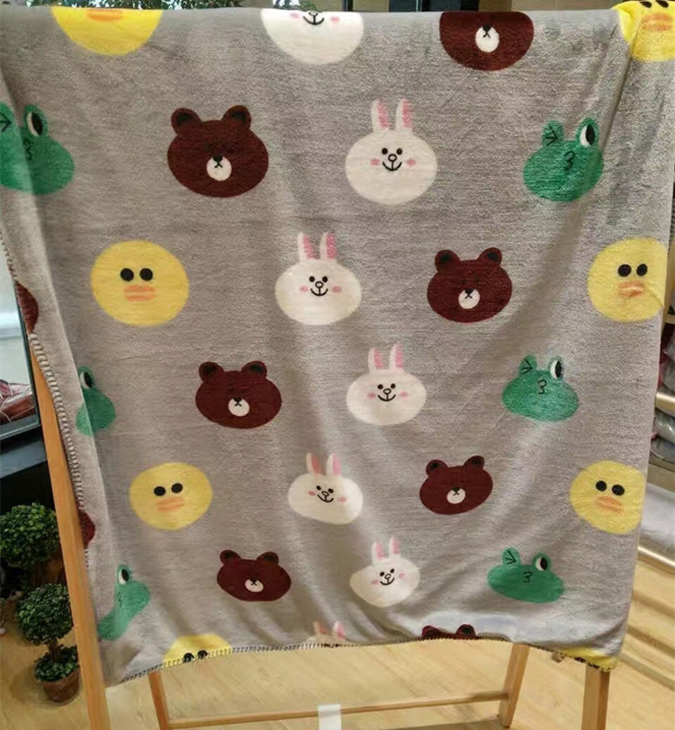 Teddy Bear Cartoon Print Blanket / Animal Print Baby Flannel Blanket Eco Friendly