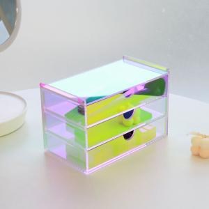 China Rainbow Color Acrylic Box With Drawers Plexiglass Jewelry Box For Home Collection wholesale