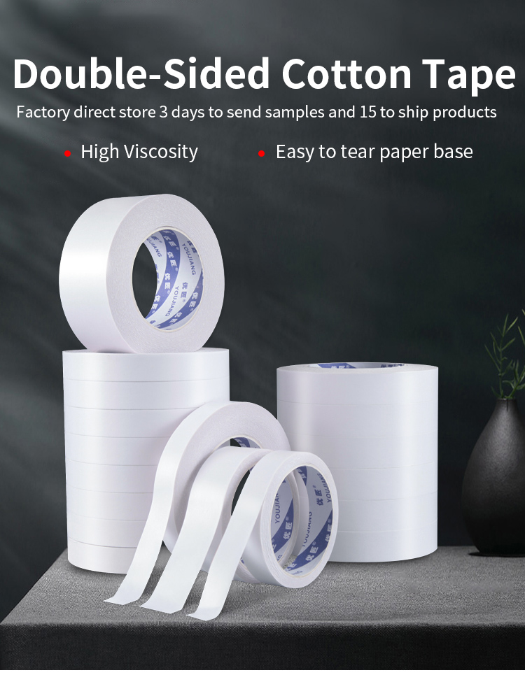 Easy To Tear Double Side Tissue Tape High Viscosity Transparent Strong Adhesive Tape