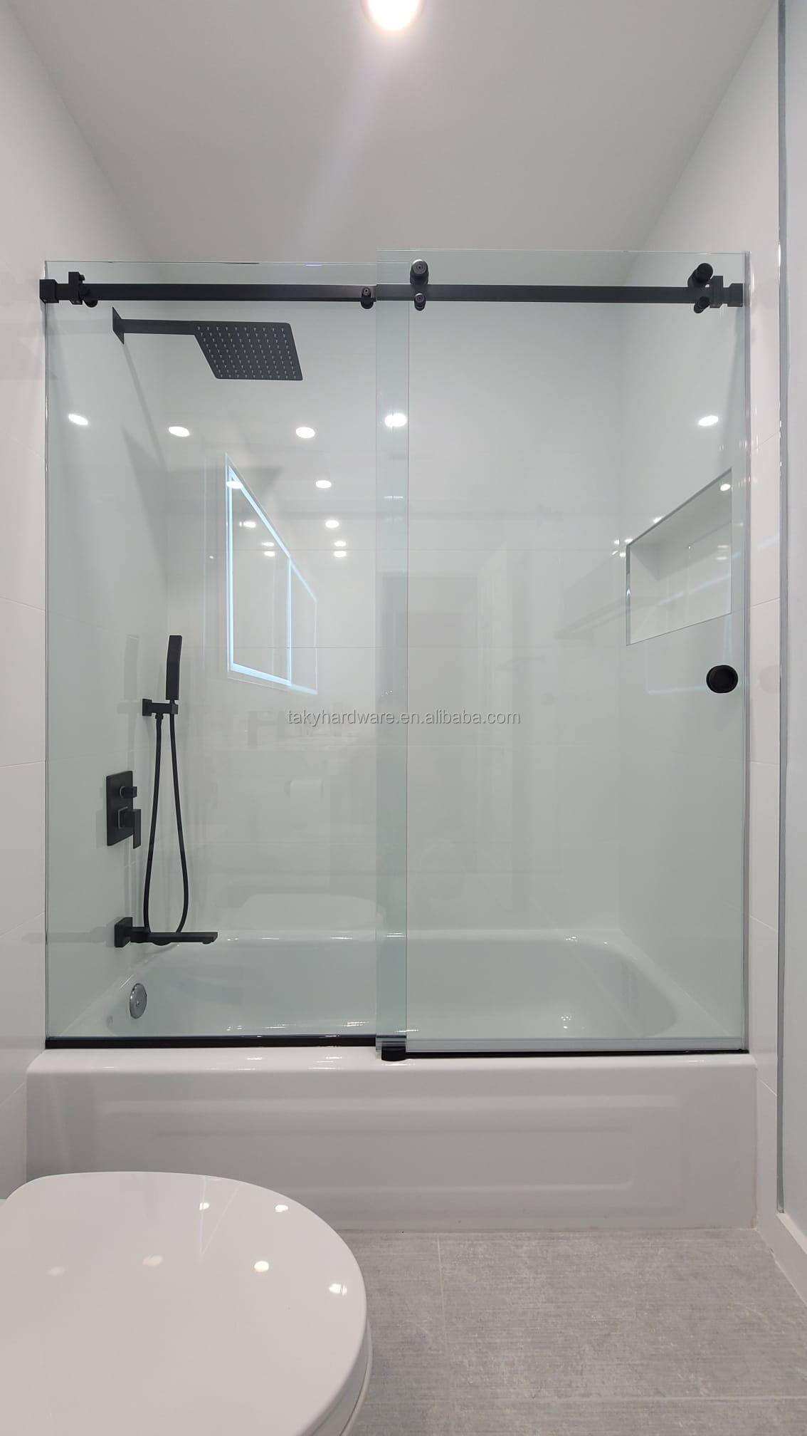 High Load Bearing 60kg Single Glass Door Sliding System with 10-12mm Thick Safe Glass